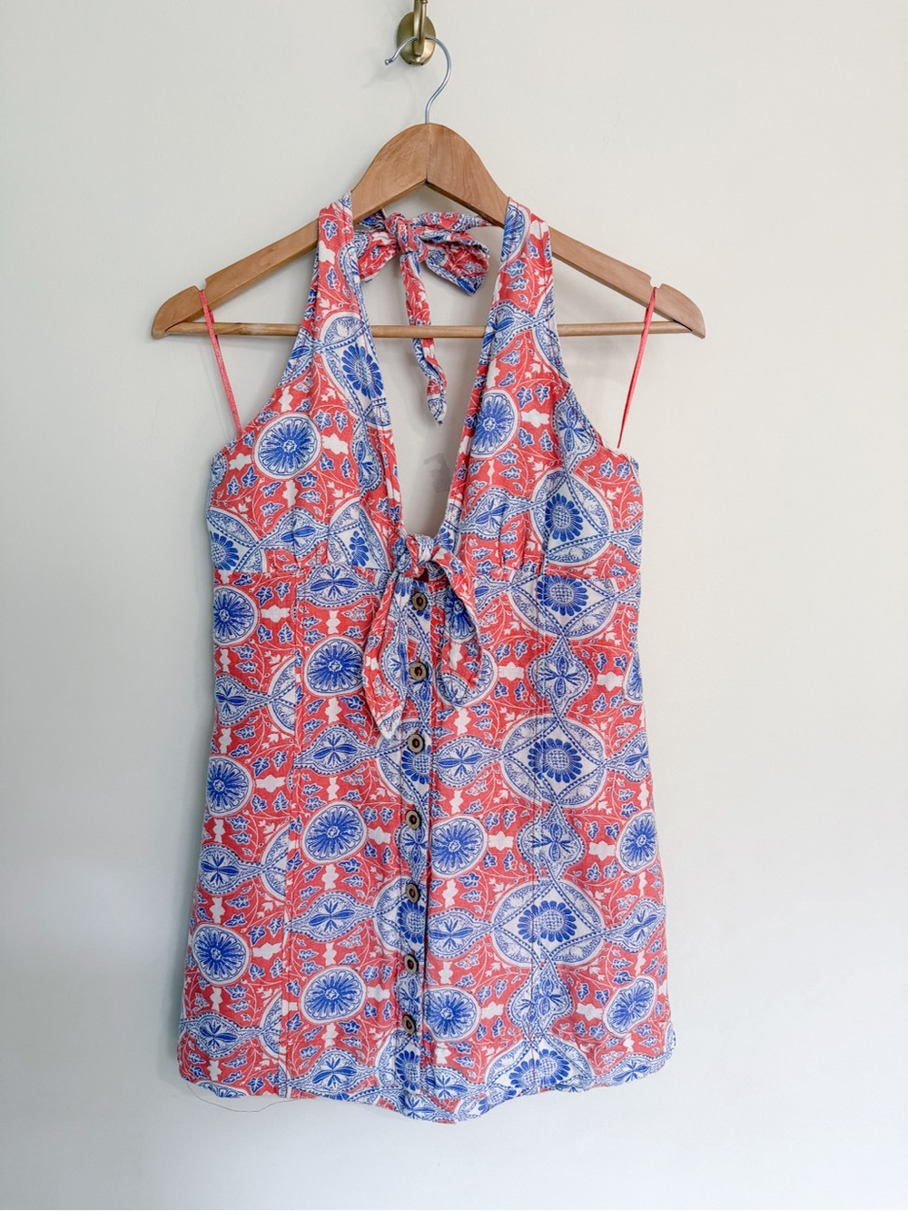 Anthropologie Maeve Printed Halter Mini Dress
